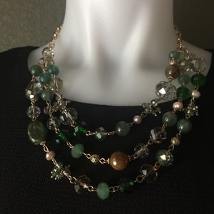 Glamorous beaded crystal goldstone necklace. Macy'